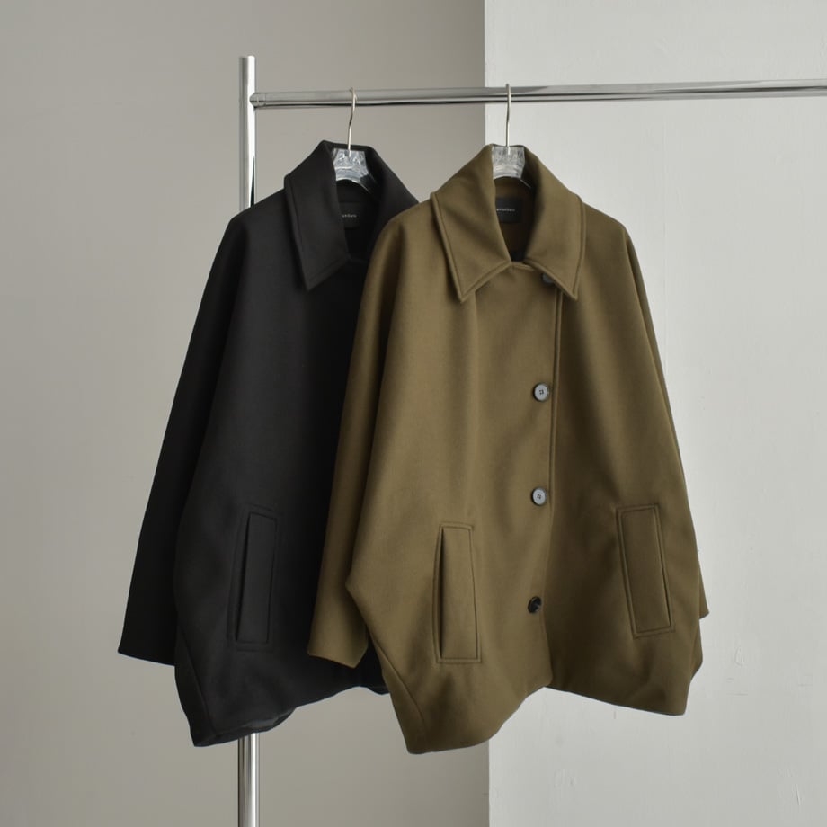 coat-02053 ドルマンスリーブ ミディ コート カーキ ブラック