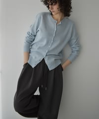 knit-02372　クルーネック コンパクト ニット カーディガン　オフホワイト　イエロー　ピンク　ブルー　グレー　ブラック