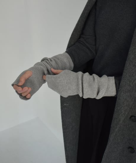 mb-gloves-02012　ロングタイプ リブアームウォーマー　エクリュ　グレー　ブルー　ブラック