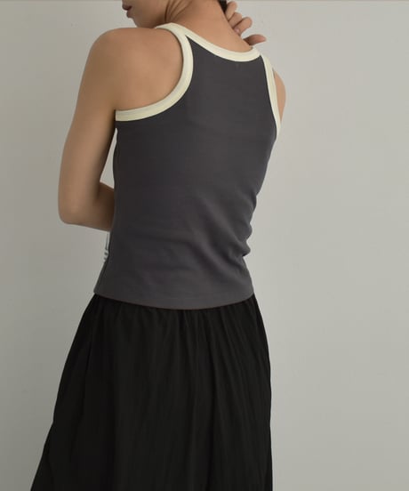 nh-tops-02481　バイカラー アメスリタンク　モカ　チャコール