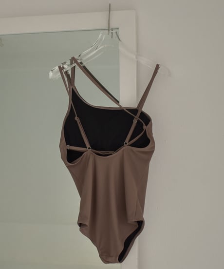 swim-02422　アシンメトリー　ワンピース　水着　ダスティピンク