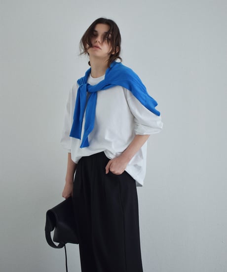 nh-tops-02595　ボリューム スリーブ ロング Tシャツ　ホワイト　ブルー　ブラック