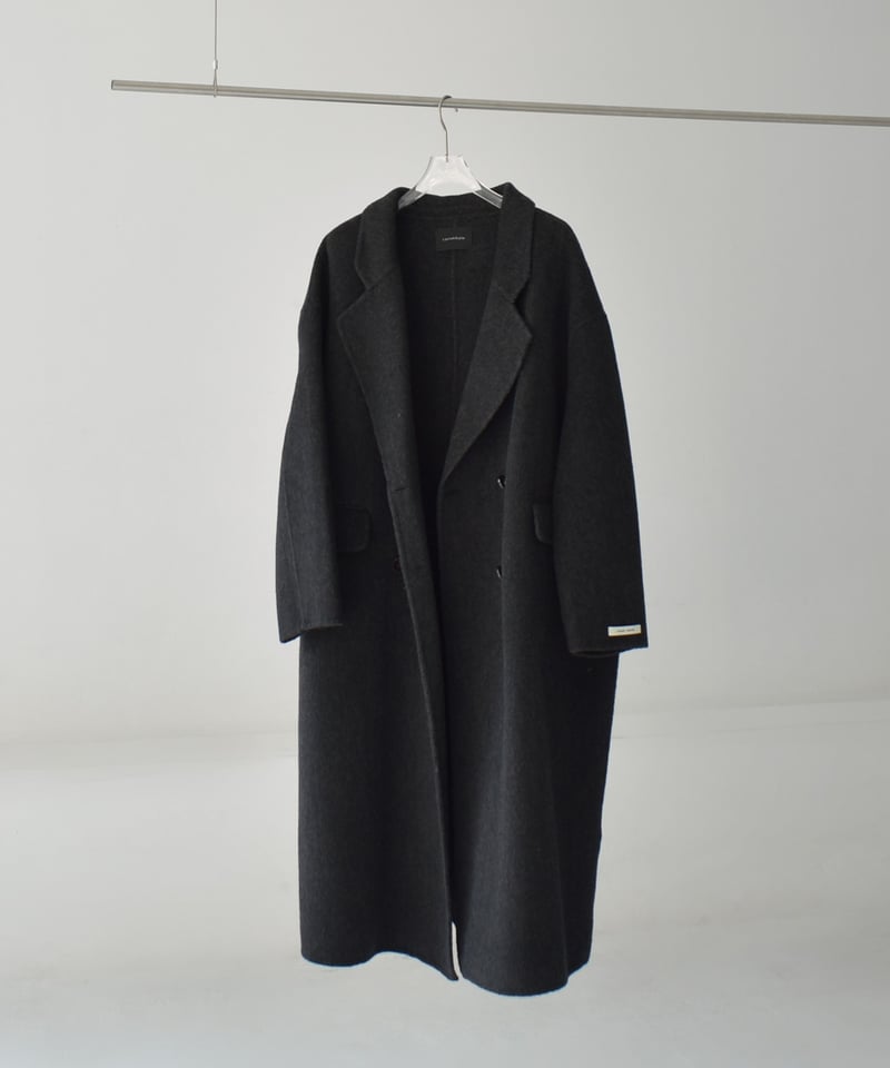 coat-02063 シャギー ウール ロングコート グレージュ ダークグレー