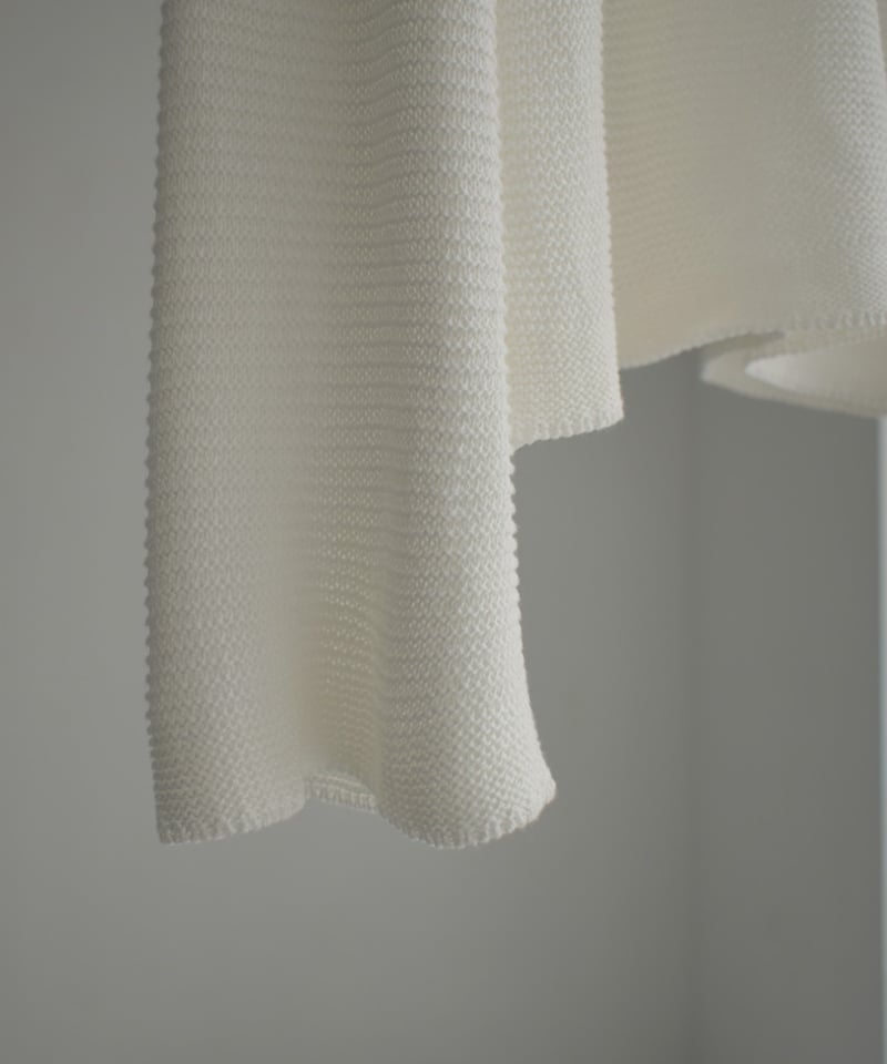 knit-02278 ボートネック メッシュ ニット ホワイト ブラック | L