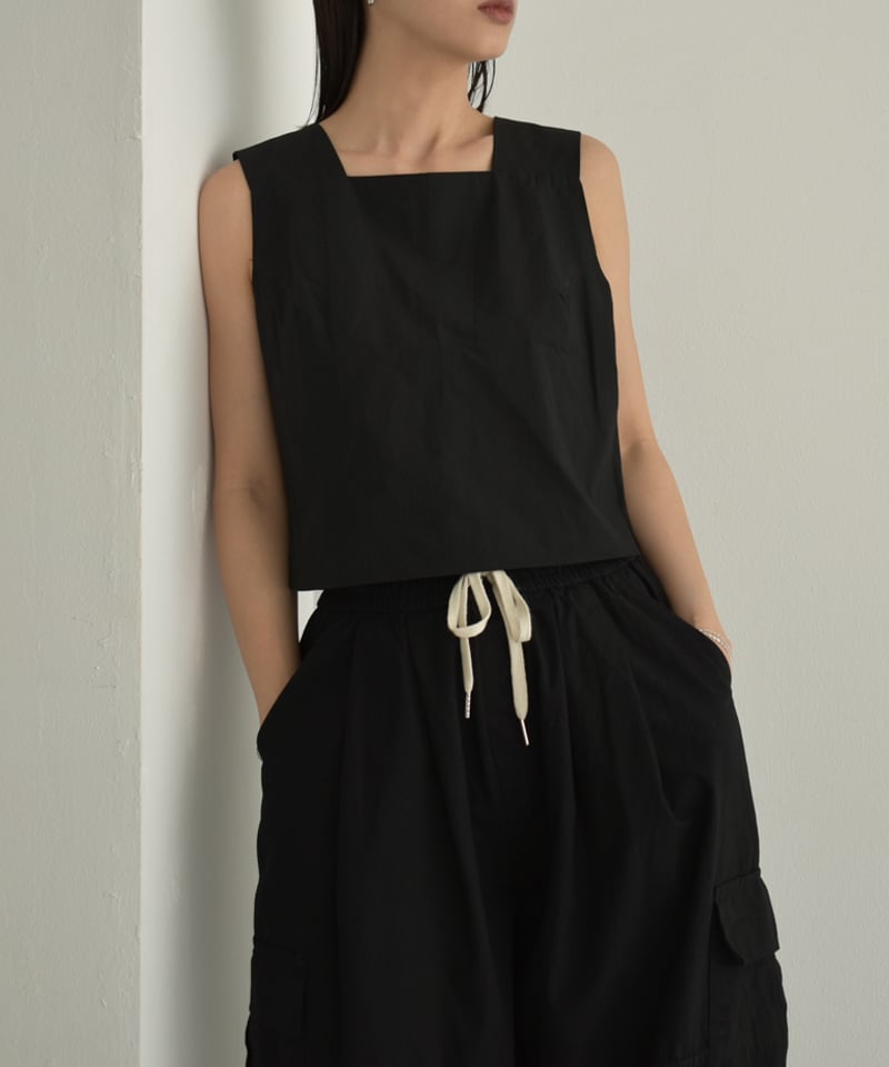 nh-tops-02465 スクエアネックノースリーブ トップス ホワイト