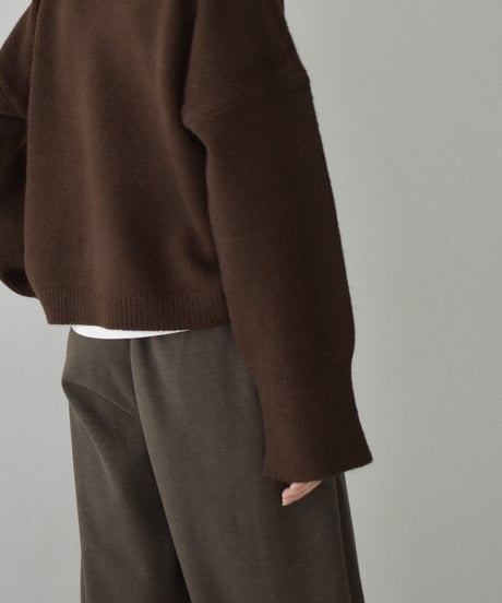 knit-02353　ワイドカフス スリーブ ニットプルオーバー　エクリュ　グレー　ダークグレー　ネイビー　ブラウン