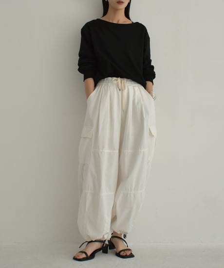 tops-02466　ボートネックショートスウェット　グレー　ブラック