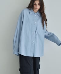 tops-02461U　オーバーサイズ シャツ　ホワイト　ブルー