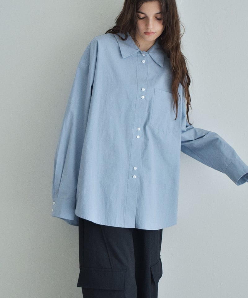 tops-02461 オーバーサイズ シャツ ホワイト ブルー | L a v i s h G