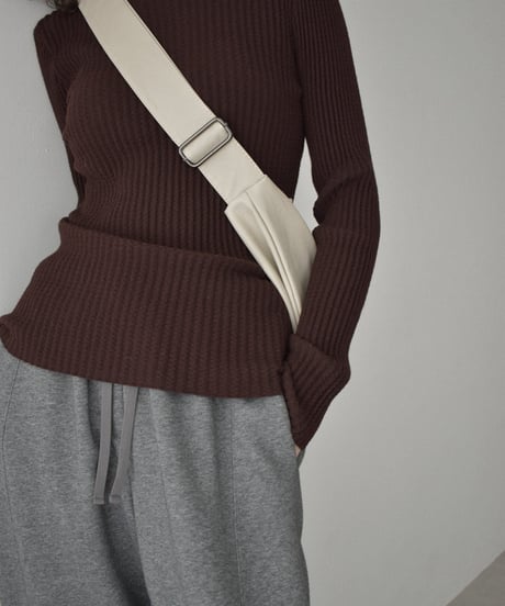 knit-02305　ハイネック リップル ニット　アイボリー　ブラウン　ブラック