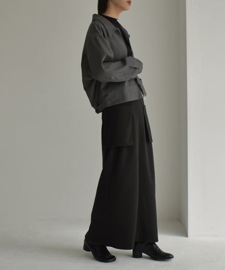 outer-02064　 ジップ ショート ジャケット　グレー　ブラック
