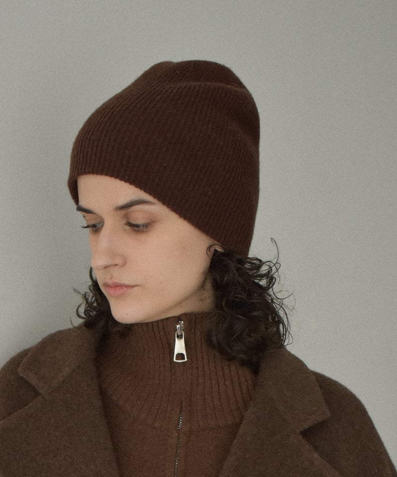 mb-cap-02065 ウール リブニット ビーニー エクリュ ブラウン