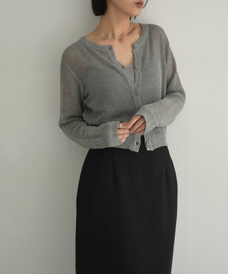 knit-02320 キャミソール付き コンパクト メッシュ カーディガン