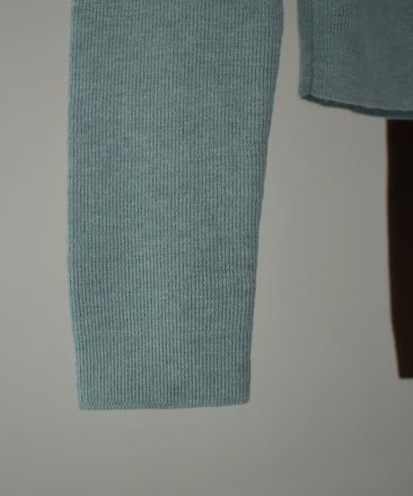 knit-02302　ハイネック ニット トップス　ブルーグレー　ブラウン