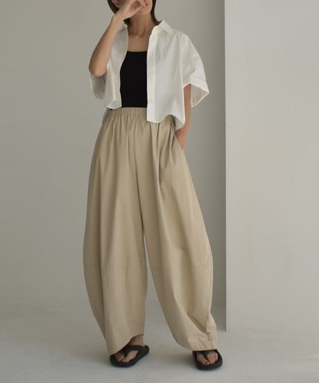 tops-02423　コットン ナイロン 半袖 ショートシャツ　チャコール　オフホワイト