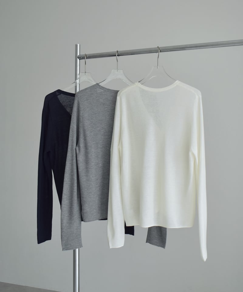 nh-knit-02380 リネン混 シアー ニット カーディガン エクリュ グレー