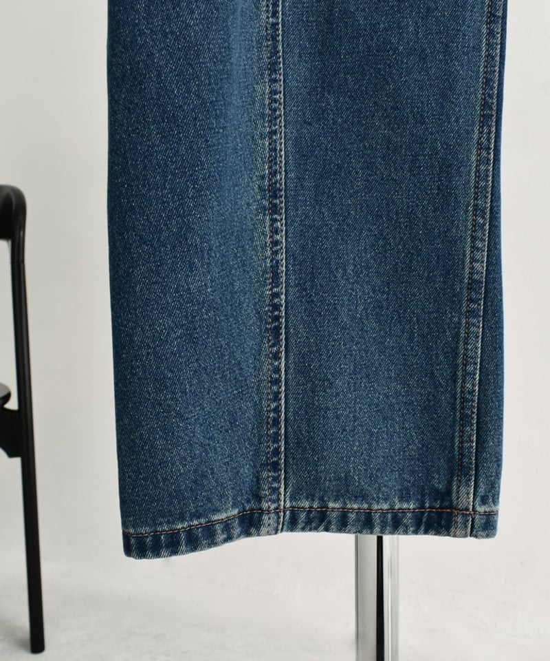 bottoms-02283 カーブデニム パンツ インディゴブルー | L a v i s h