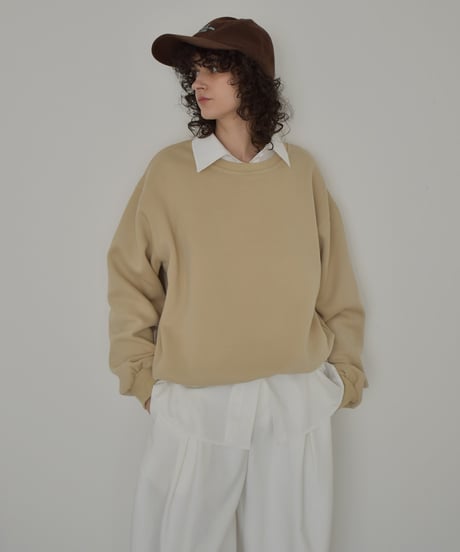 tops-02587　クルーネック プルオーバー　オートミール　ベージュ　チャコール
