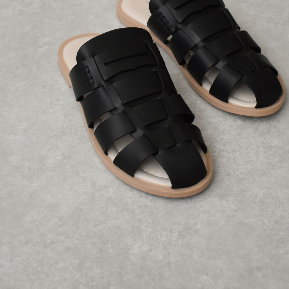 uni's room■3color ライクレザーグルカスリッパ SS-SS25-89 shoes-02157 グルカスリッパサンダル ブラック | L a v i s h G