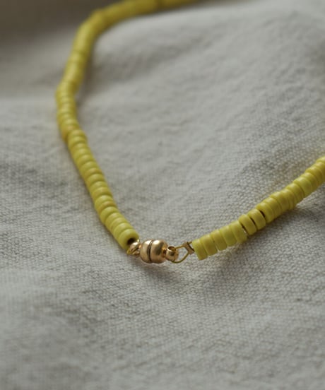 mb-necklace2-02055　淡水パールトップ ビーズネックレス　イエロー