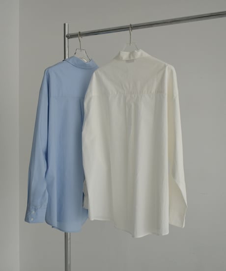 tops-02461　オーバーサイズ シャツ　ホワイト　ブルー