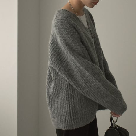 knit-02151　Vネックニット　グレー