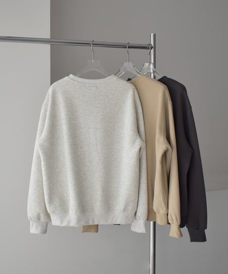 tops-02587　クルーネック プルオーバー　オートミール　ベージュ　チャコール
