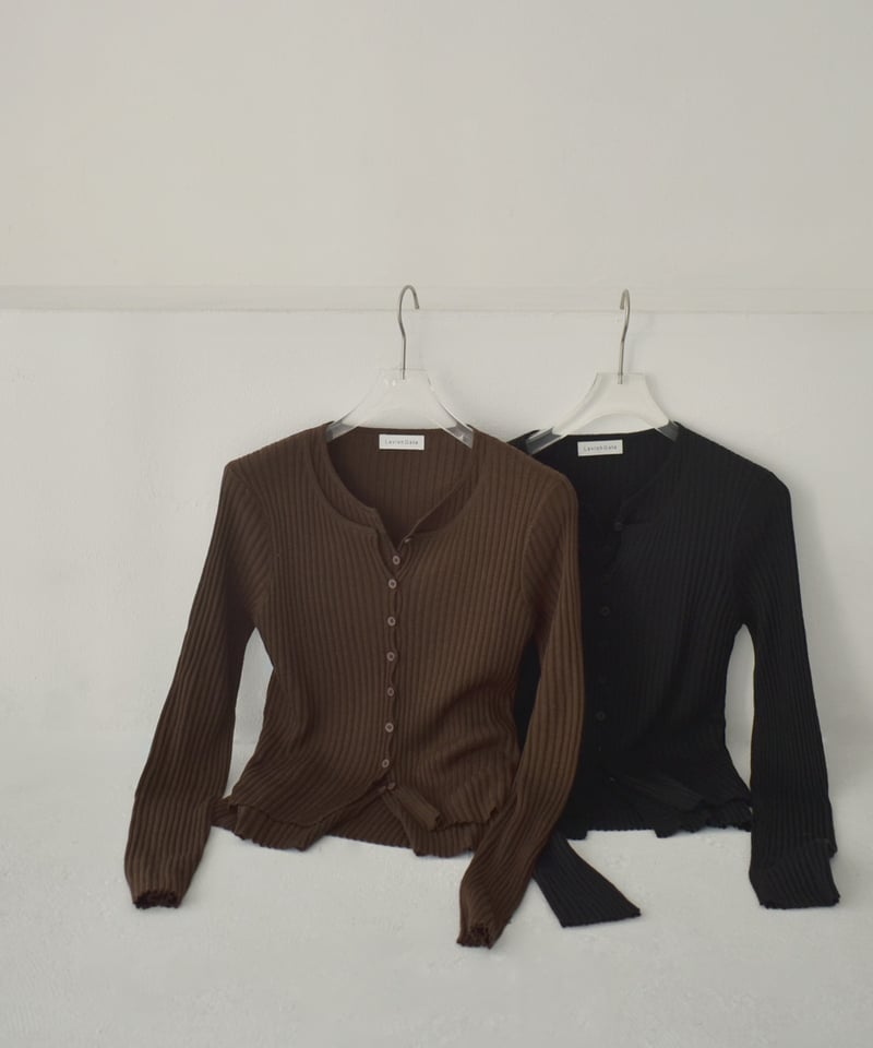 knit-02343 レイヤード調 カーディガン ブラウン ブラック | L a v i s