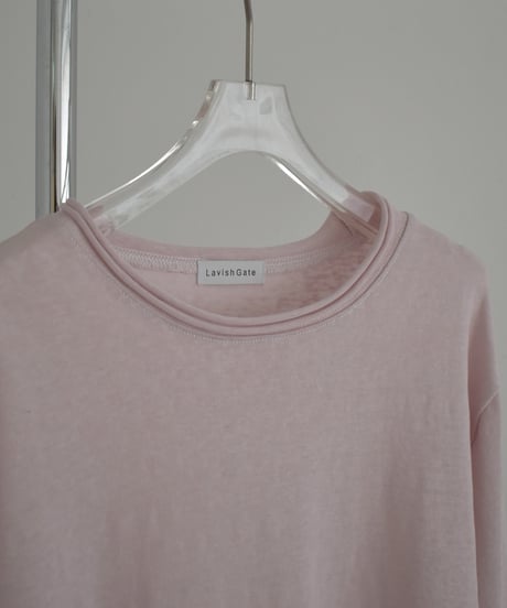 nh-tops-02586　カフススリーブ ロング カットソー　エクリュ　ピンク