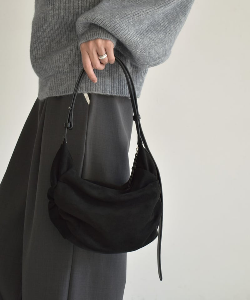 ガブリエール様　バッグ　黒スエード nh-bag2-02660 フェイクスエード サイドギャザー バッグ ブラウン