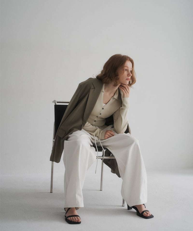 knit-02316 スキッパーリブ ニット エクリュ モカグレージュ ブラック