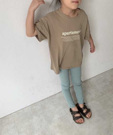 nh-kidstops-02001　キッズ クルーネック テキストＴシャツ　ホワイト　モカ