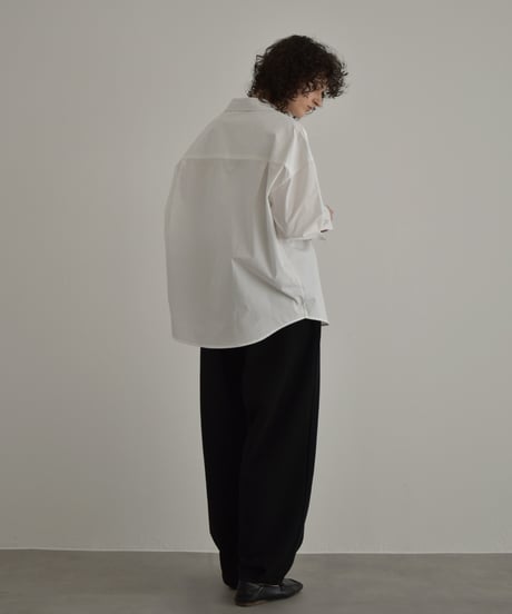tops-02583　オーバーサイズ レギュラーシャツ　ホワイト　ピンク
