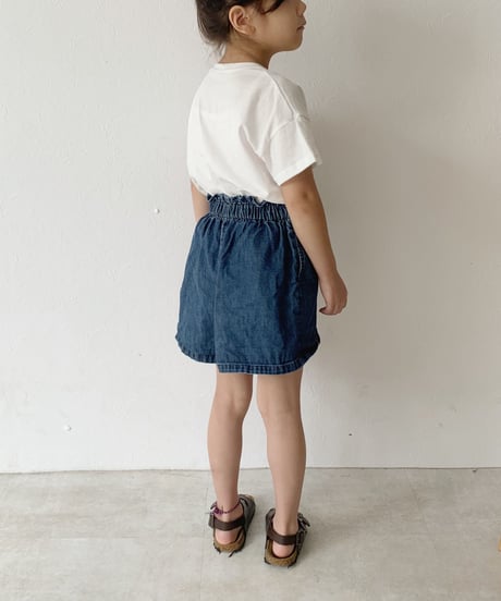 nh-kidstops-02001　キッズ クルーネック テキストＴシャツ　ホワイト　モカ