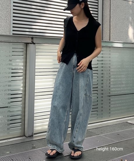 knit-02274　シアー サマーニット ベスト　アイボリー　ブラック