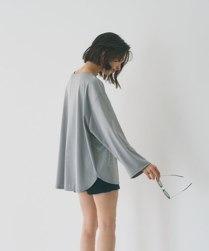 swim-07002 ボートネック ラッシュガード グレー ブラック | L