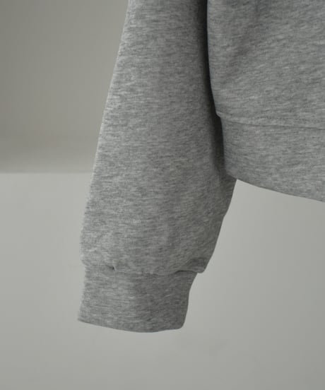 tops-02580　ハイネック ジップフーディ　ベージュ　グレー