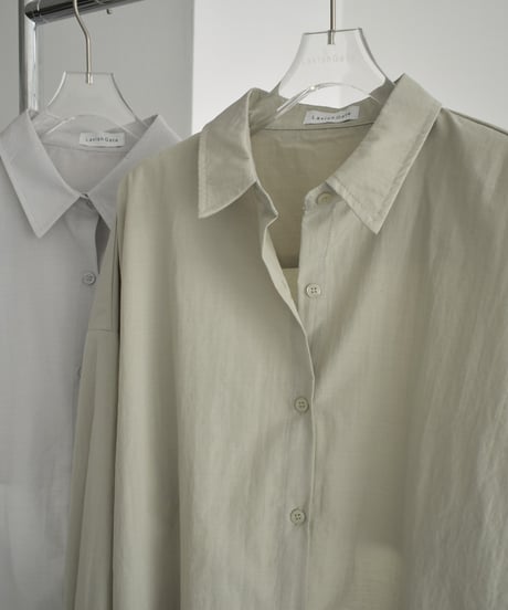 tops-02484　バックドロスト オーバーシャツ　ライトカーキ