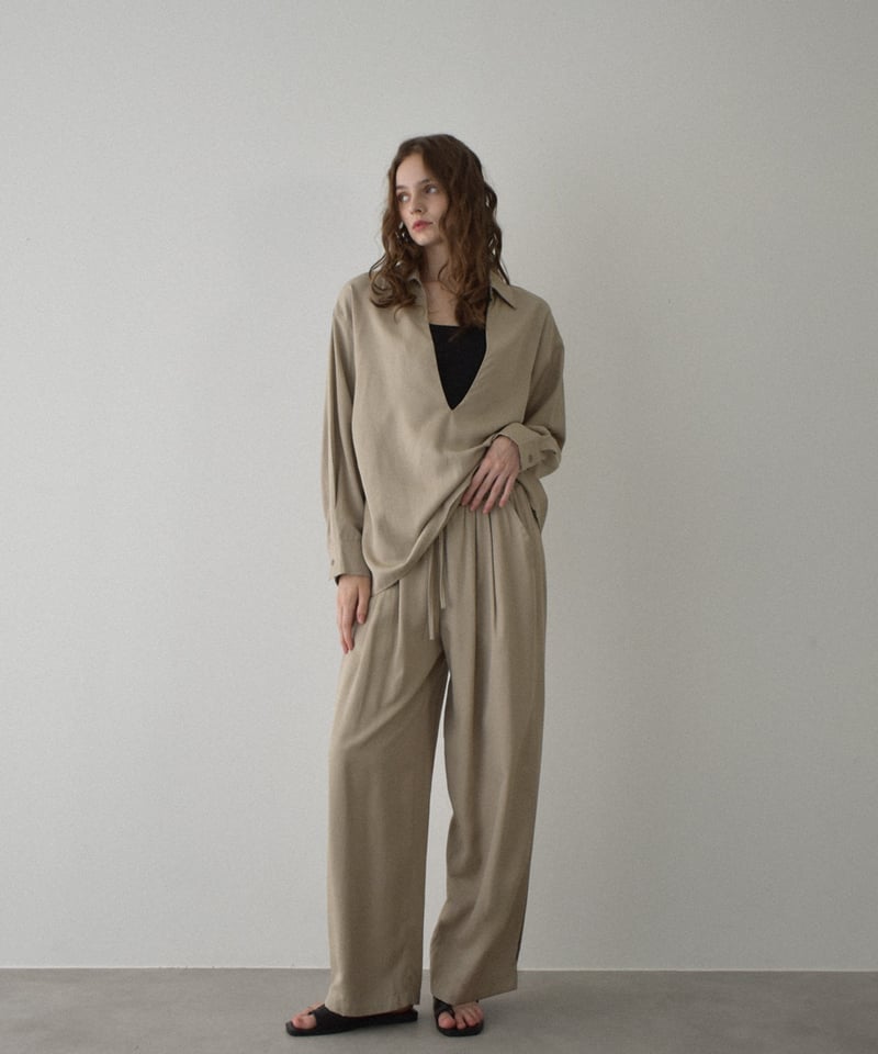 tops-12012 スキッパーシャツ 《セットアップ可能》 モカベージュ