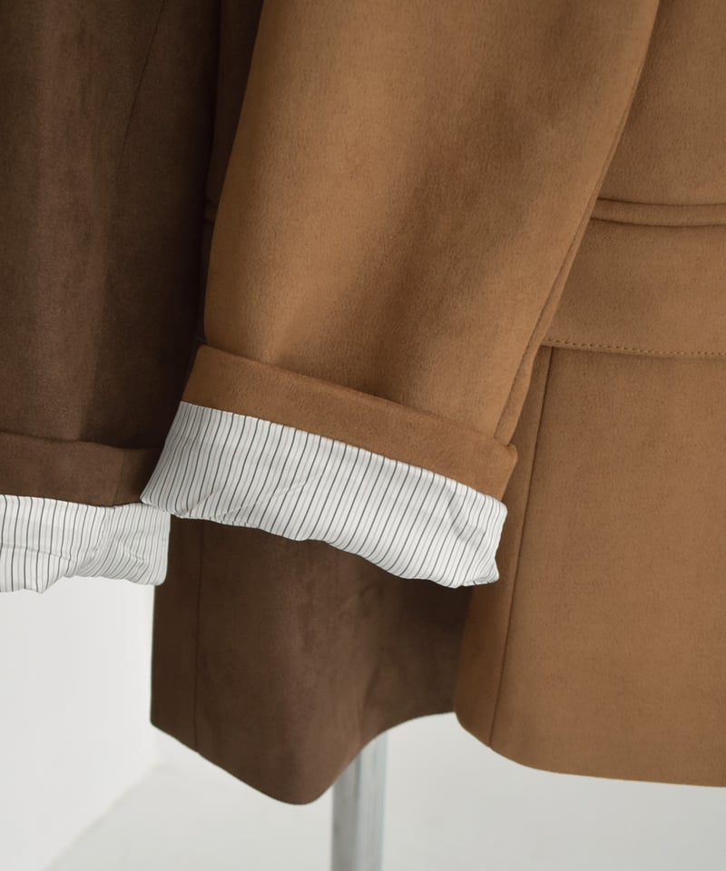 jacket-02021 フェイクスエード テーラード ジャケット キャメル