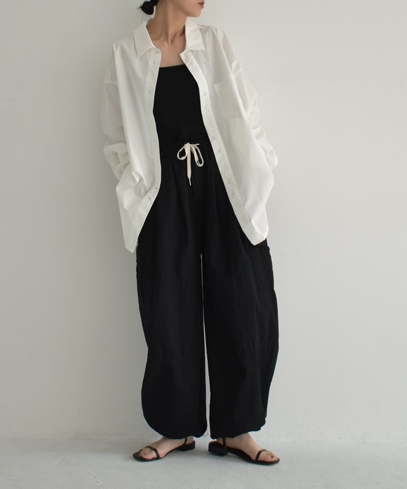 tops-02461 オーバーサイズ シャツ ホワイト ブルー | L