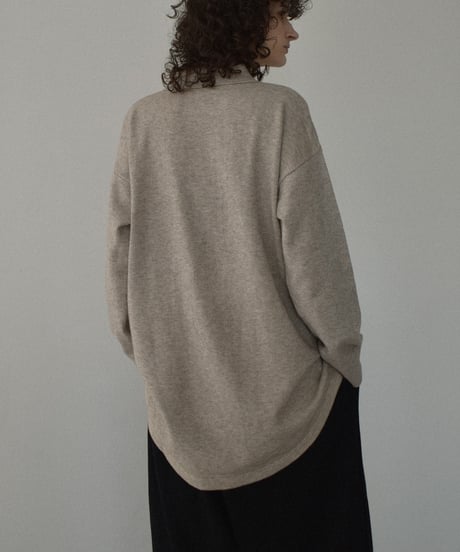 knit-02357　ハイゲージ シャツ ニット トップス　オートミール　グレー　ブラック