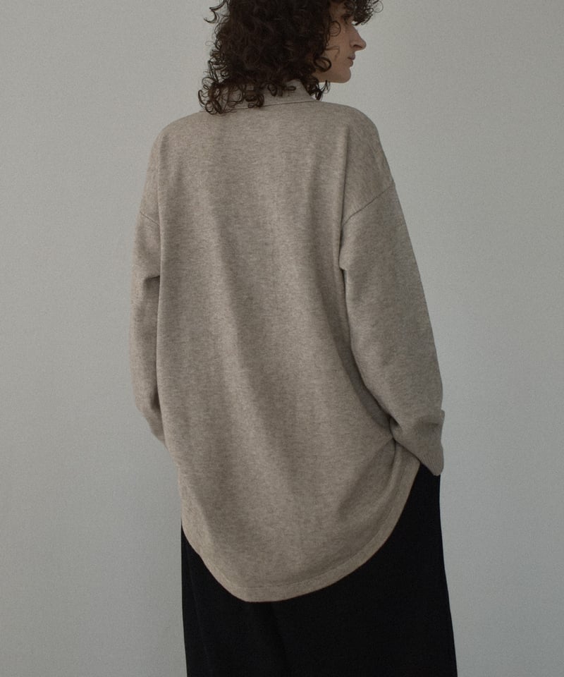 knit-02357 ハイゲージ シャツ ニット トップス オートミール グレー