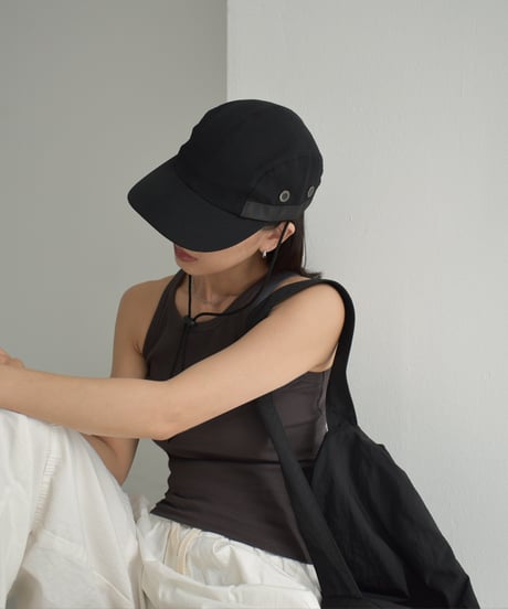 nh-cap-02054　コード付 キャップ　ブラック