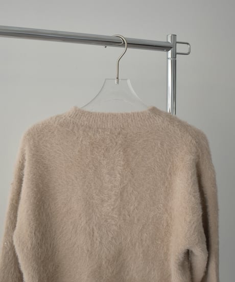 knit-02365　シャギーニット プルオーバー　オフホワイト　ベージュ　ブラウン