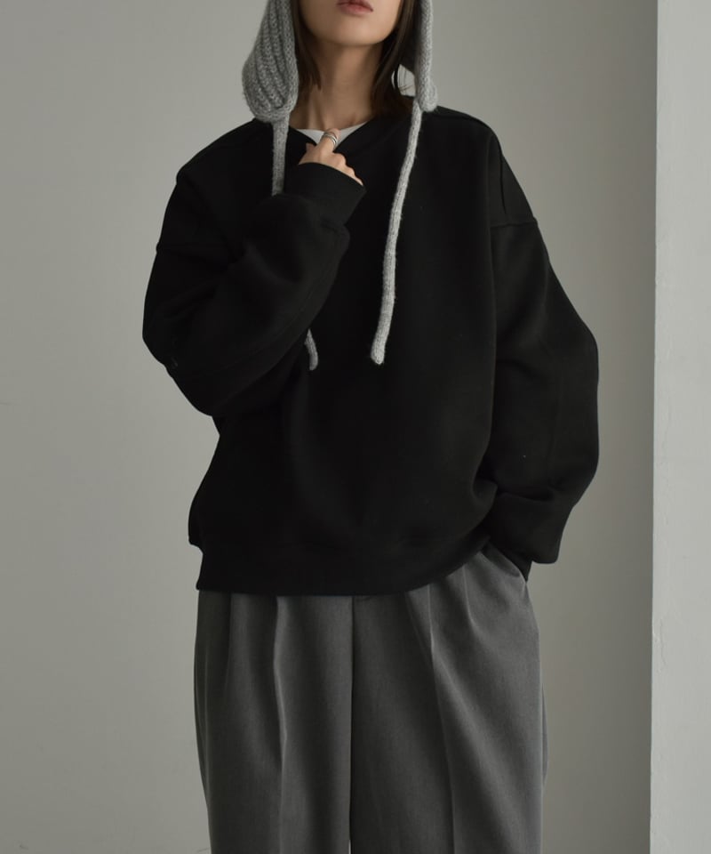 tops-02272 裏起毛 オーバースウェット アイボリー ブラック | L