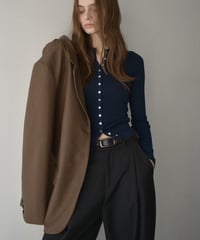 knit-02347　シェルボタン リブ ニット カーディガン　グレー　ネイビー