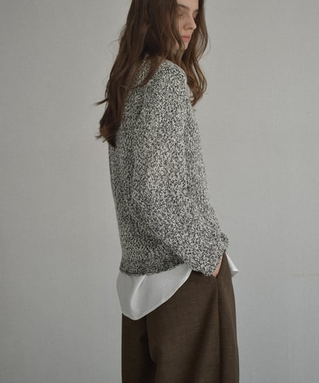 knit-02341　ローゲージ ルーズニット　エクリュ　ブラック