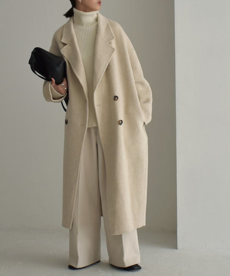 coat-02033 シャギーウールコート リバー仕立て エクリュ グレー coat-02033 シャギーウールコート リバー仕立て エクリュ グレー