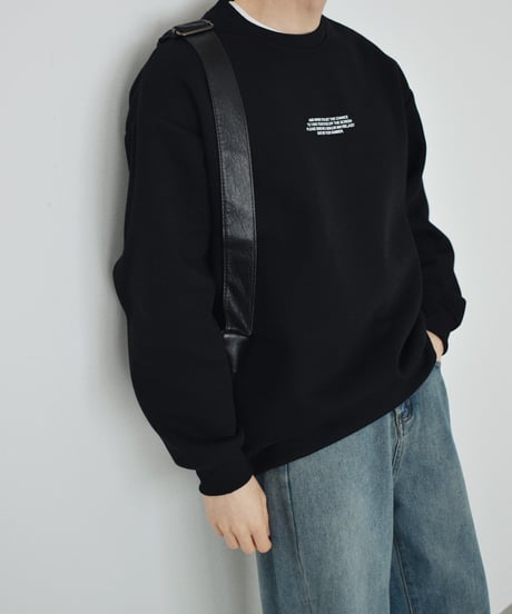 【UNISEX】 tops-02589　"AND WHEN YOU..."  ロゴ プルオーバー　オートミール　ブラック